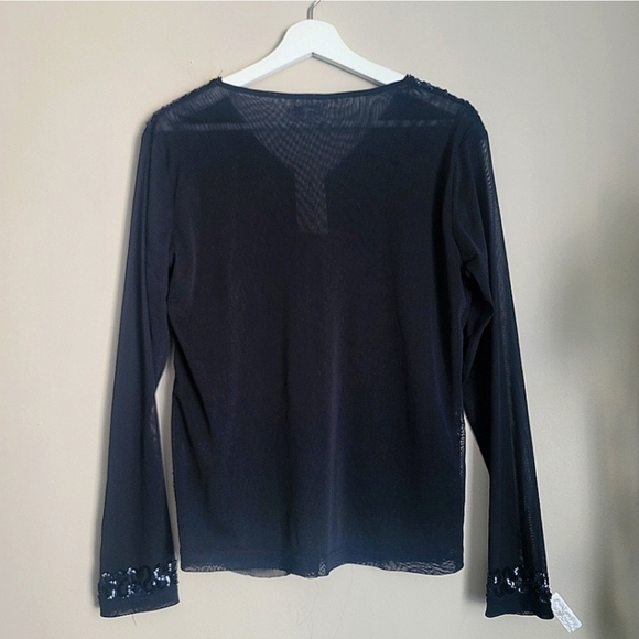 NWT Melanie Lyne Textured Sequins Chiffon Long Sleeve Top  Size Medium - Picture 10 of 13